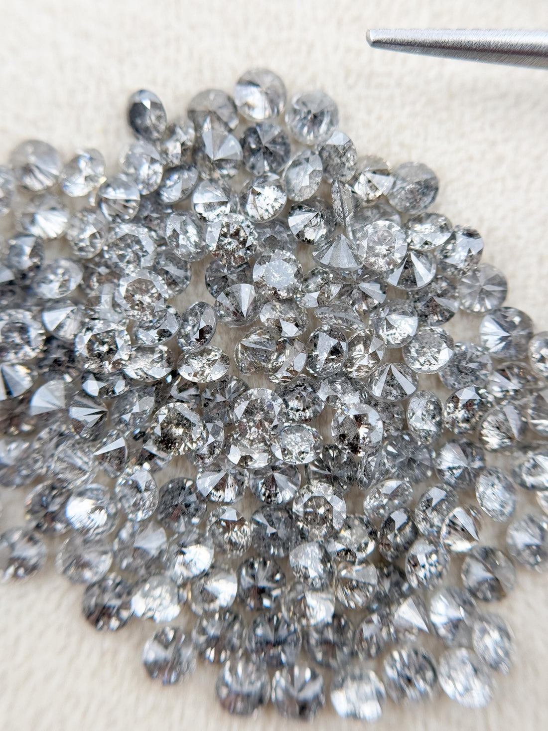 1.8 MM Round Brilliant Cut Grey Natural Minimalist Salt and Pepper Diamond