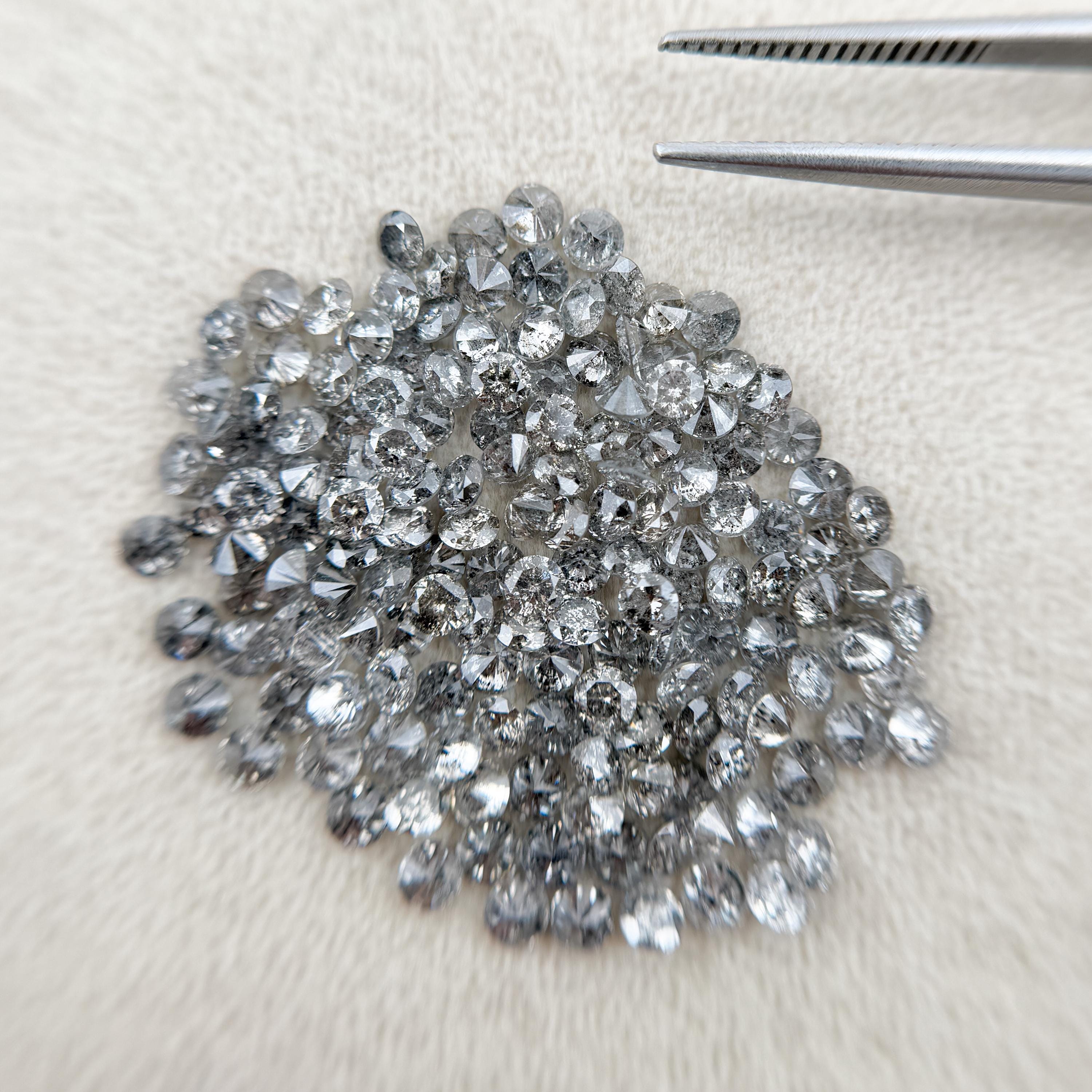 1.8 MM Round Brilliant Cut Grey Natural Minimalist Salt and Pepper Diamond
