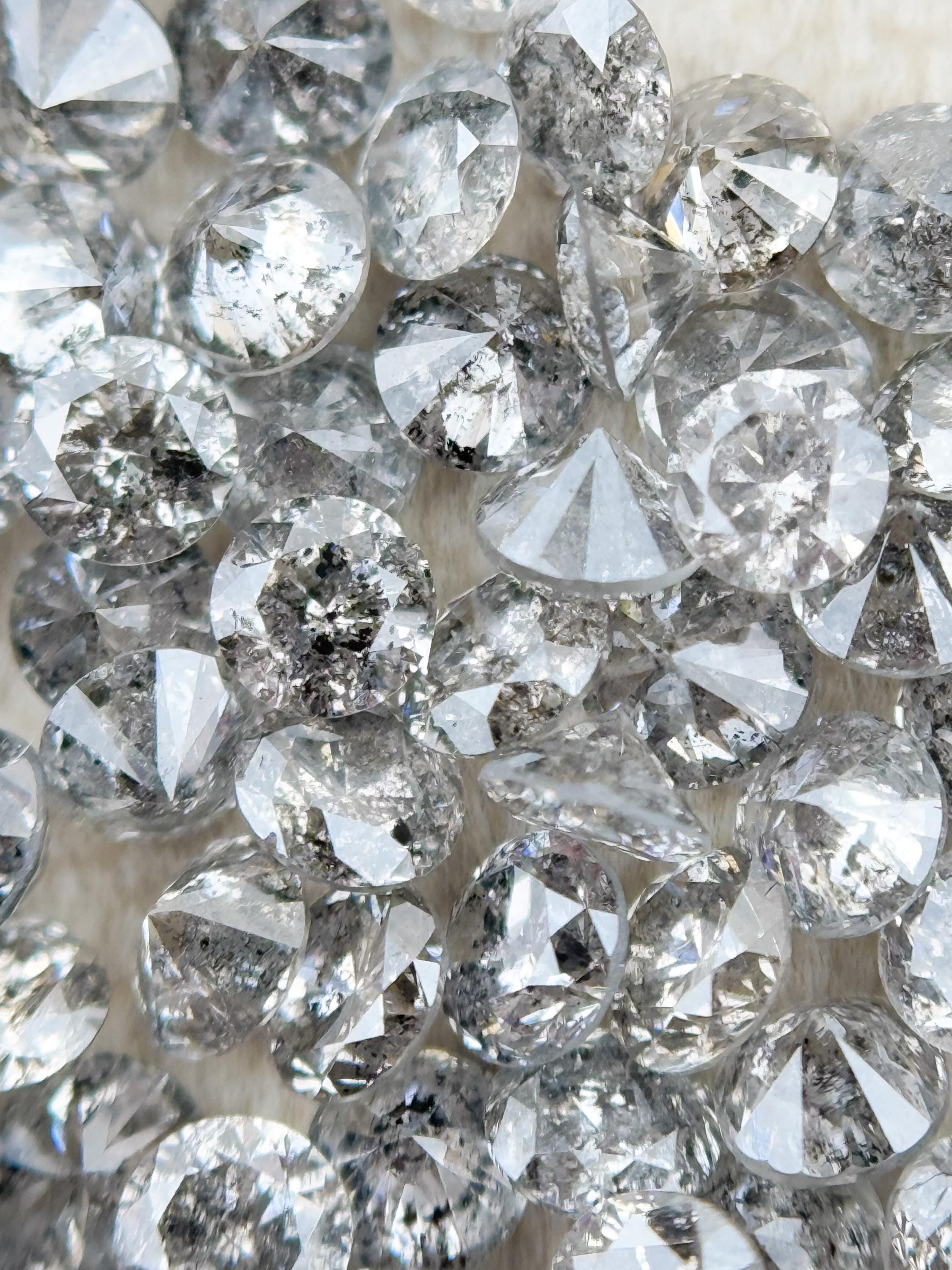 1.8 MM Round Brilliant Cut Grey Natural Minimalist Salt and Pepper Diamond