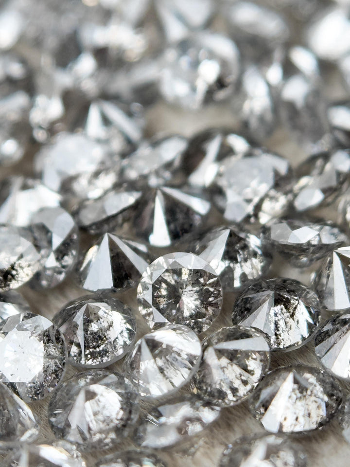 1.9 MM Round Brilliant Cut Grey Natural Salt and Pepper Diamond