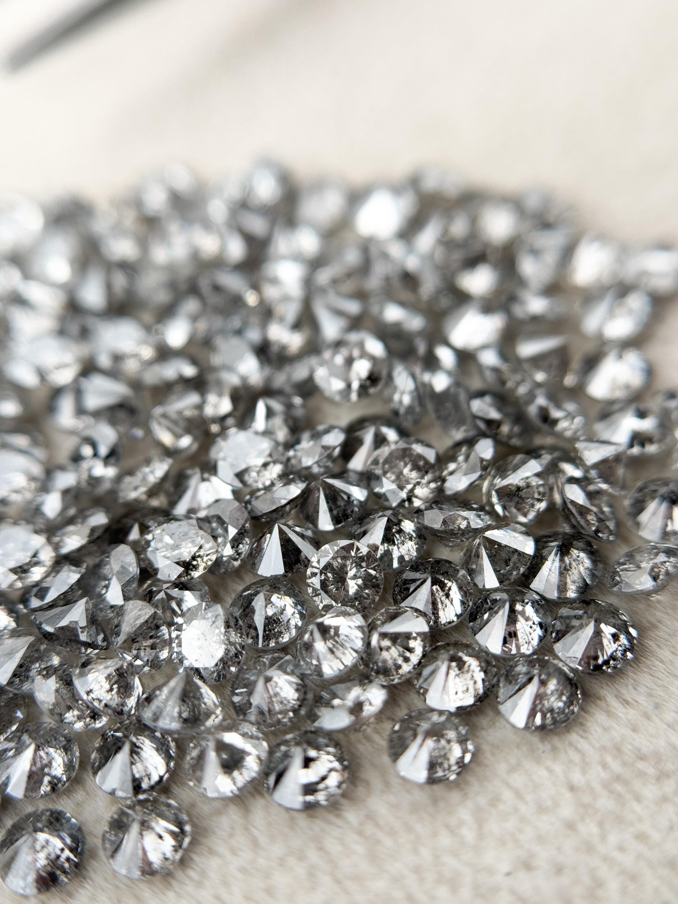 1.9 MM Round Brilliant Cut Grey Natural Salt and Pepper Diamond