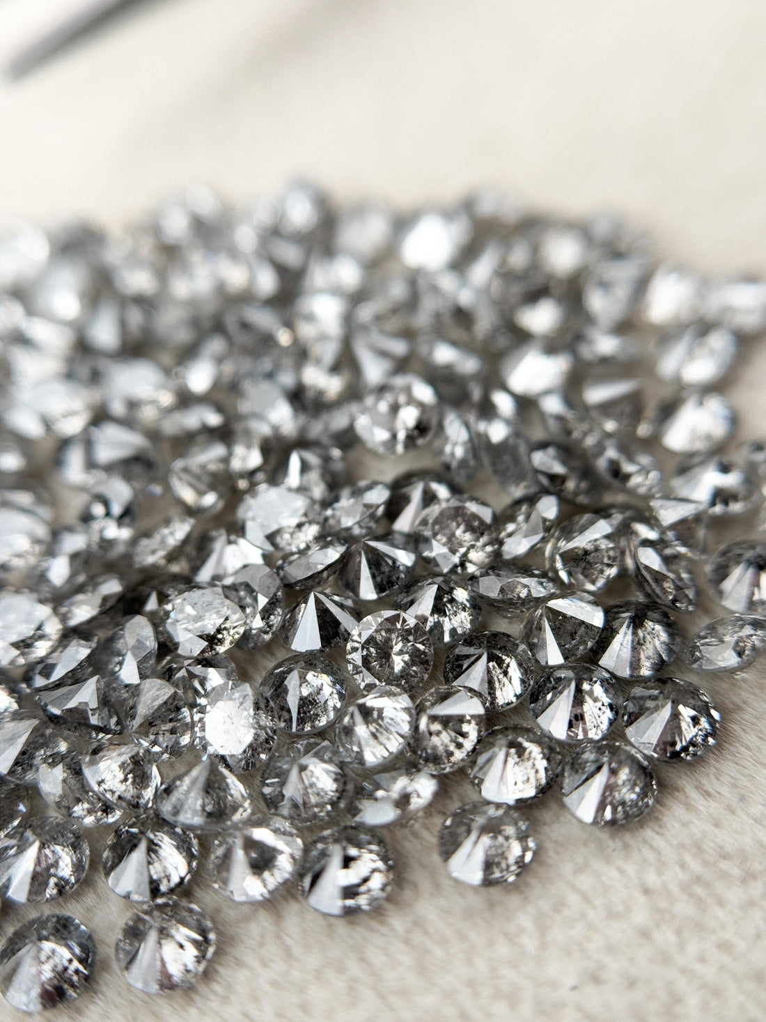 1.9 MM Round Brilliant Cut Grey Natural Salt and Pepper Diamond