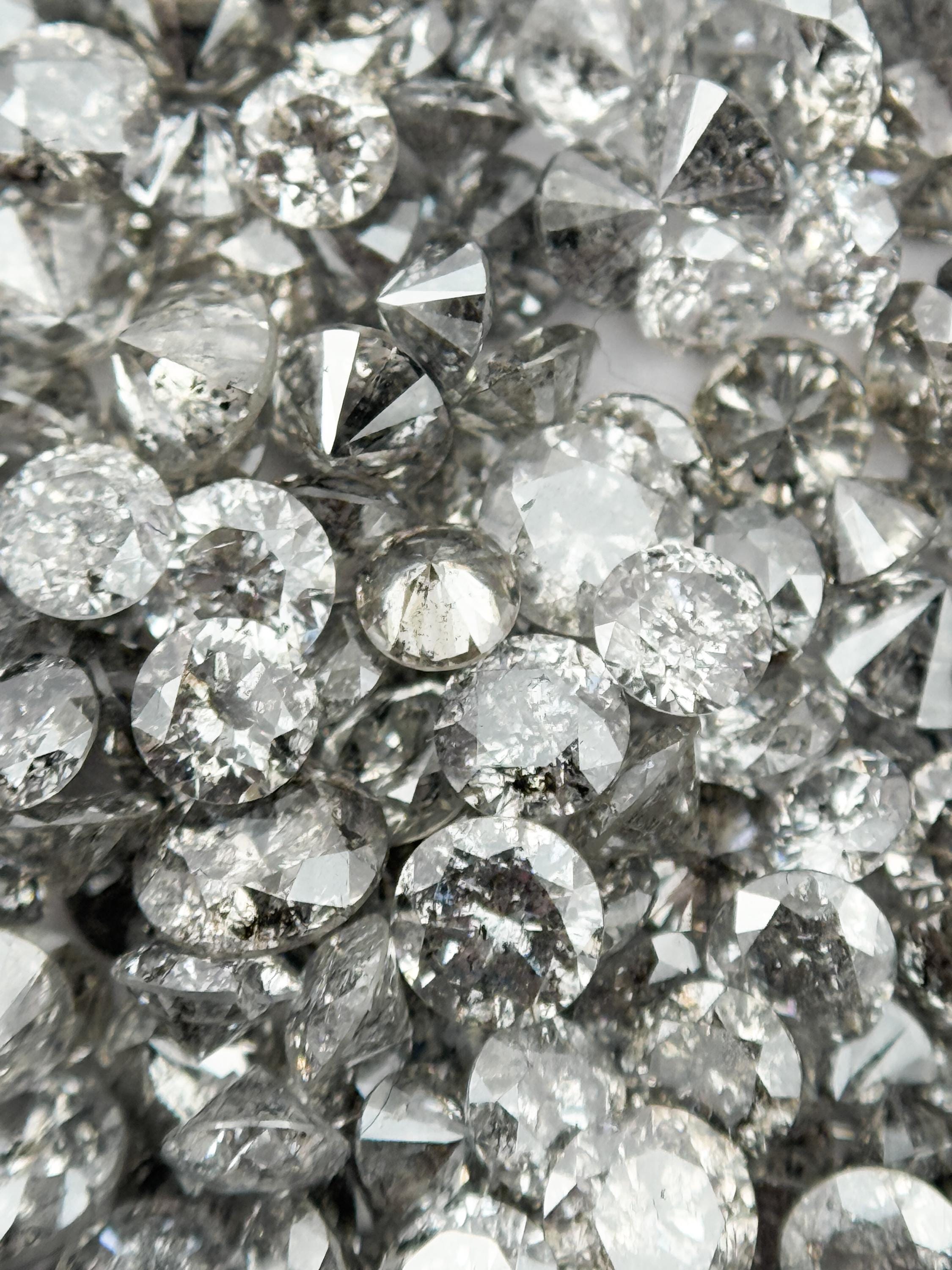 1.9 MM Round Brilliant Cut Grey Natural Salt and Pepper Diamond