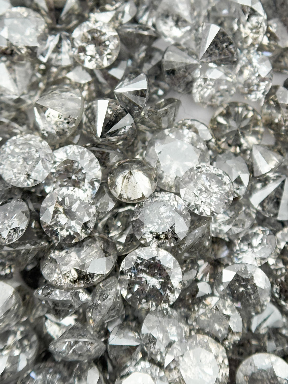 1.9 MM Round Brilliant Cut Grey Natural Salt and Pepper Diamond