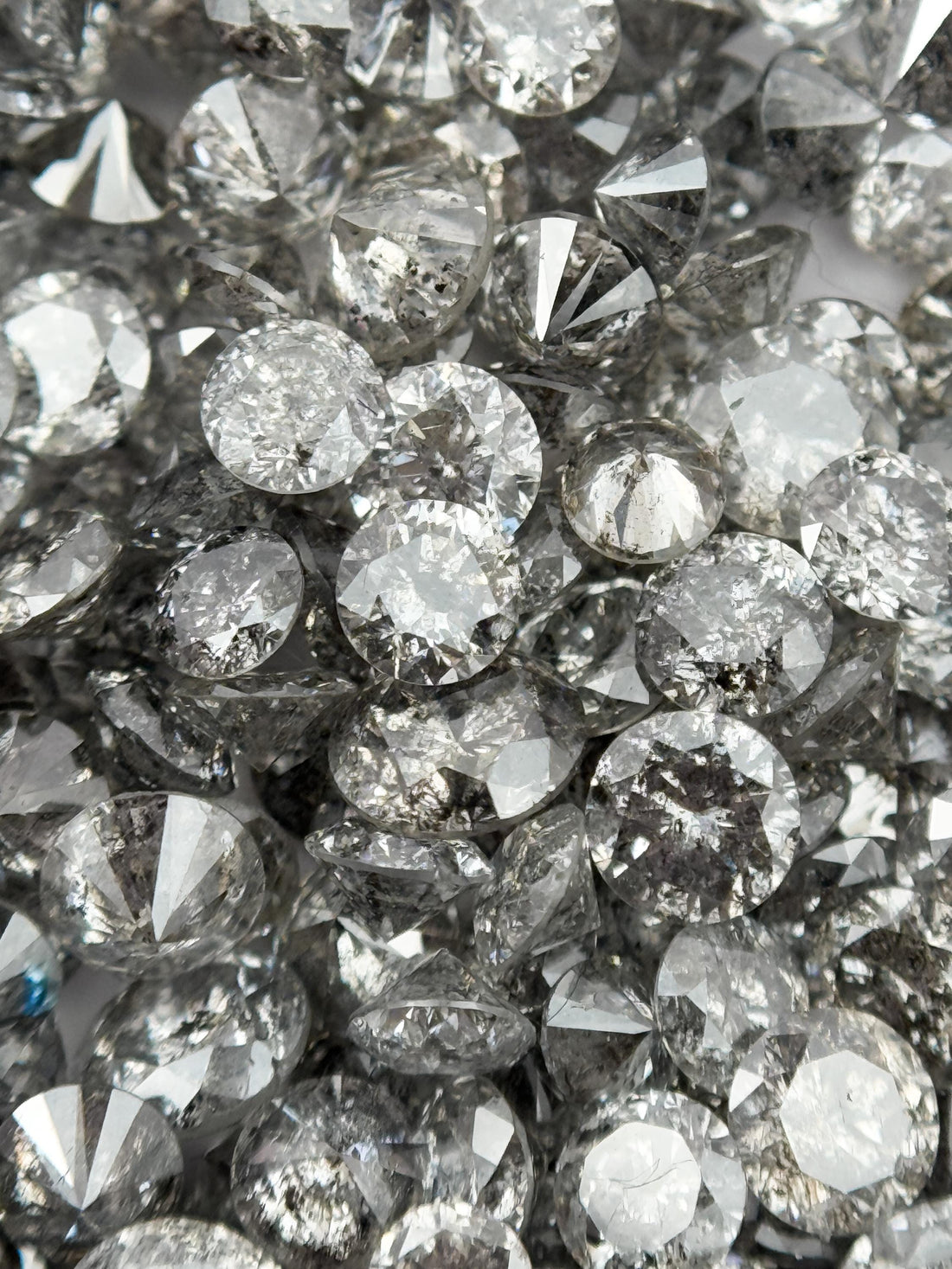1.9 MM Round Brilliant Cut Grey Natural Salt and Pepper Diamond