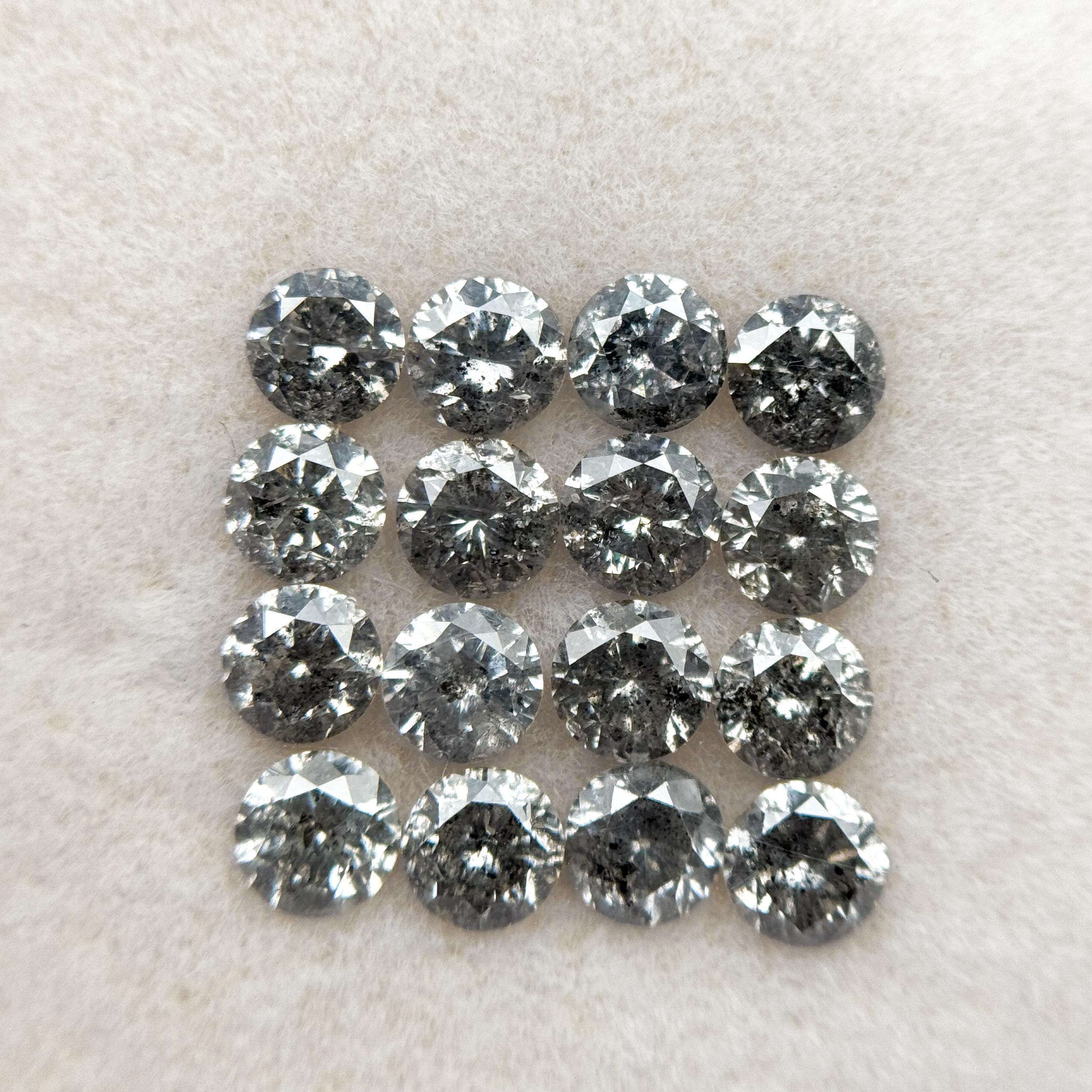 4 MM Round Brilliant Cut Fancy Grey Natural Salt and Pepper Diamond