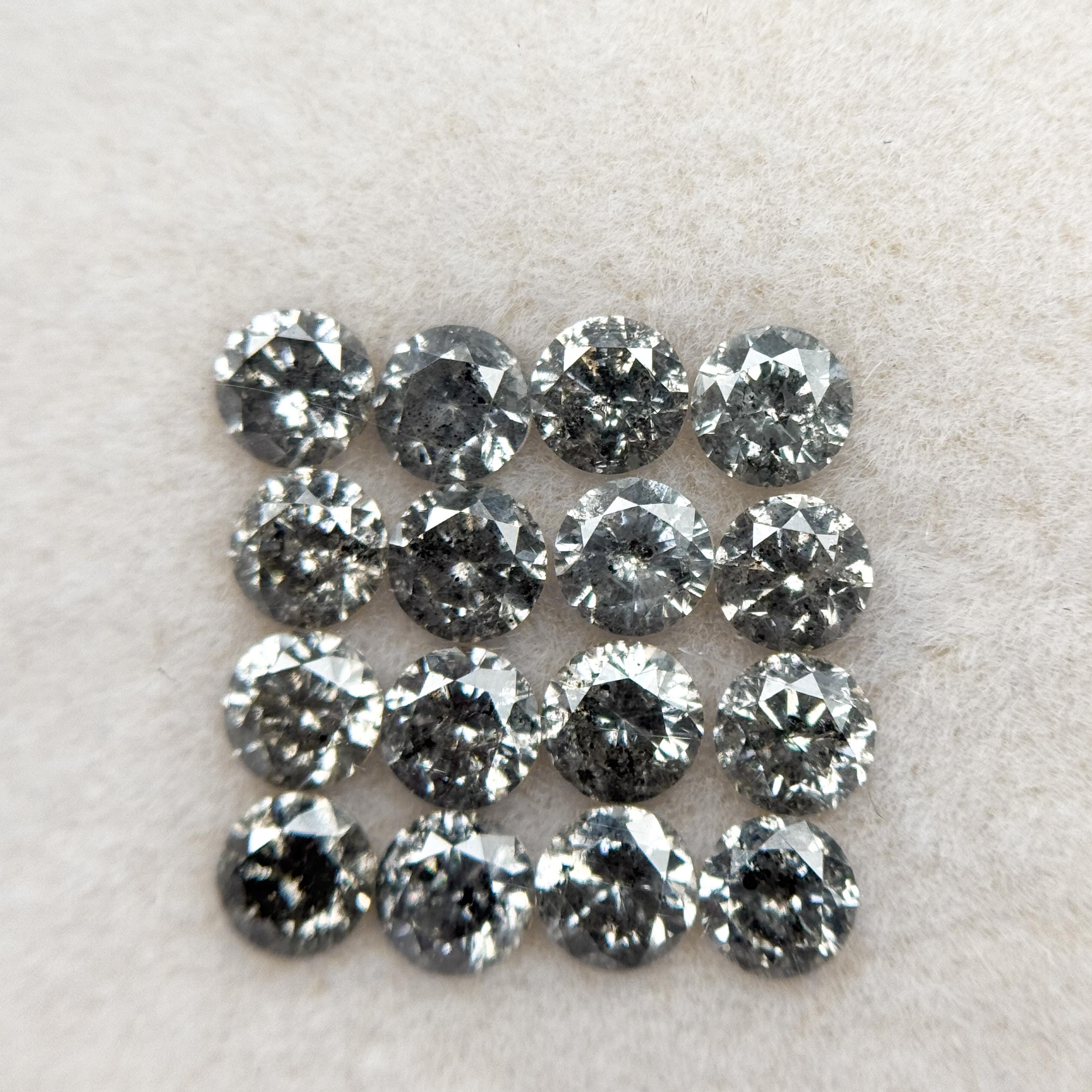 4 MM Round Brilliant Cut Fancy Grey Natural Salt and Pepper Diamond