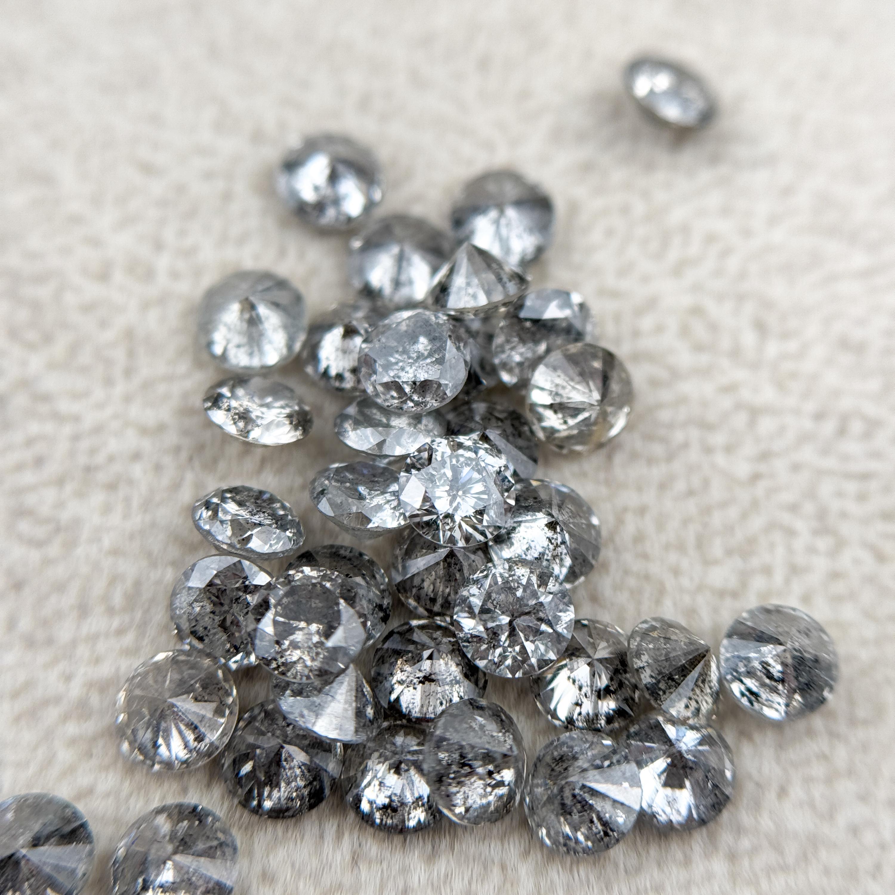 2.2 MM Round Brilliant Cut Grey Natural Fancy Diamond