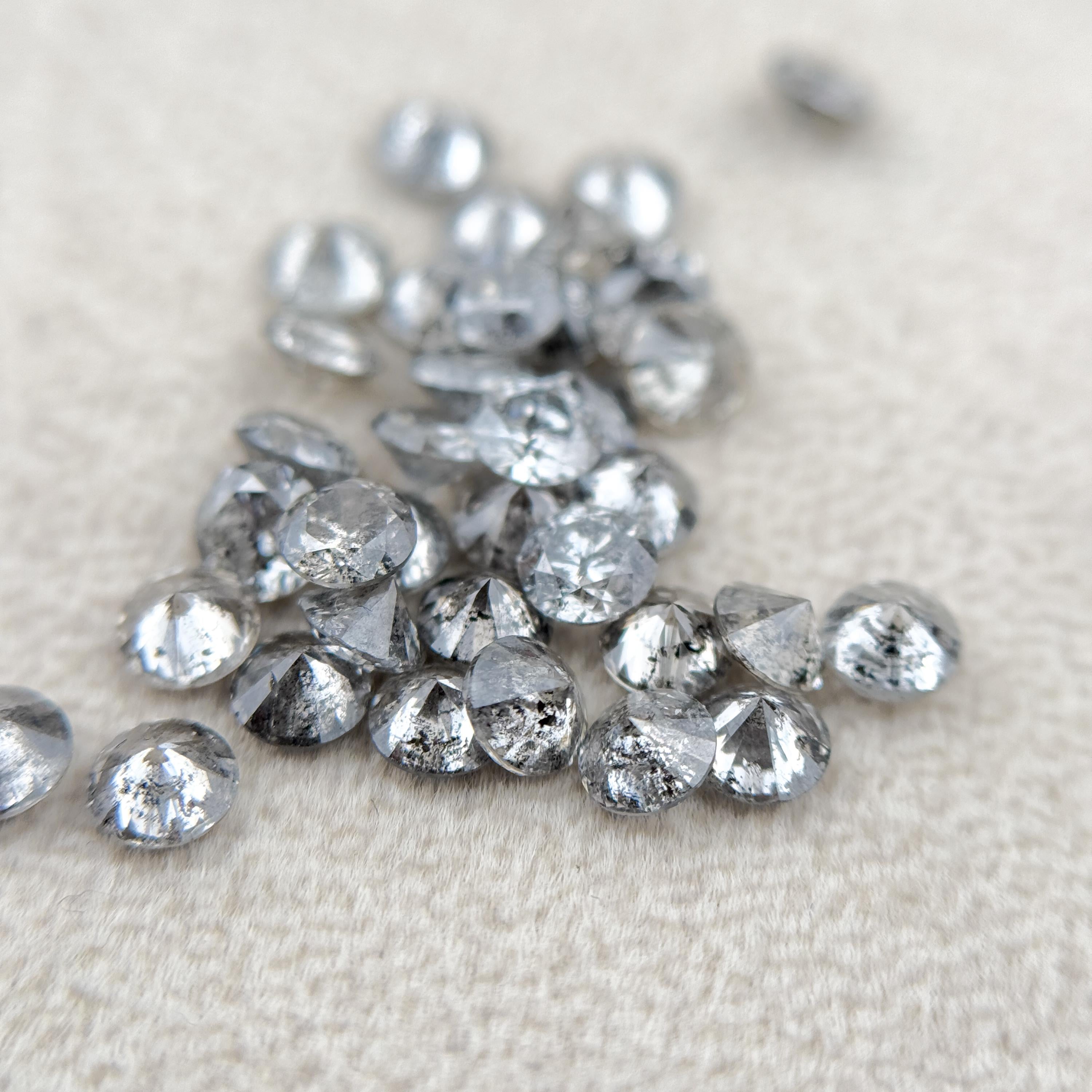 2.2 MM Round Brilliant Cut Grey Natural Fancy Diamond