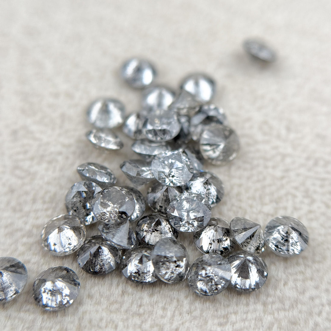 2.2 MM Round Brilliant Cut Grey Natural Fancy Diamond