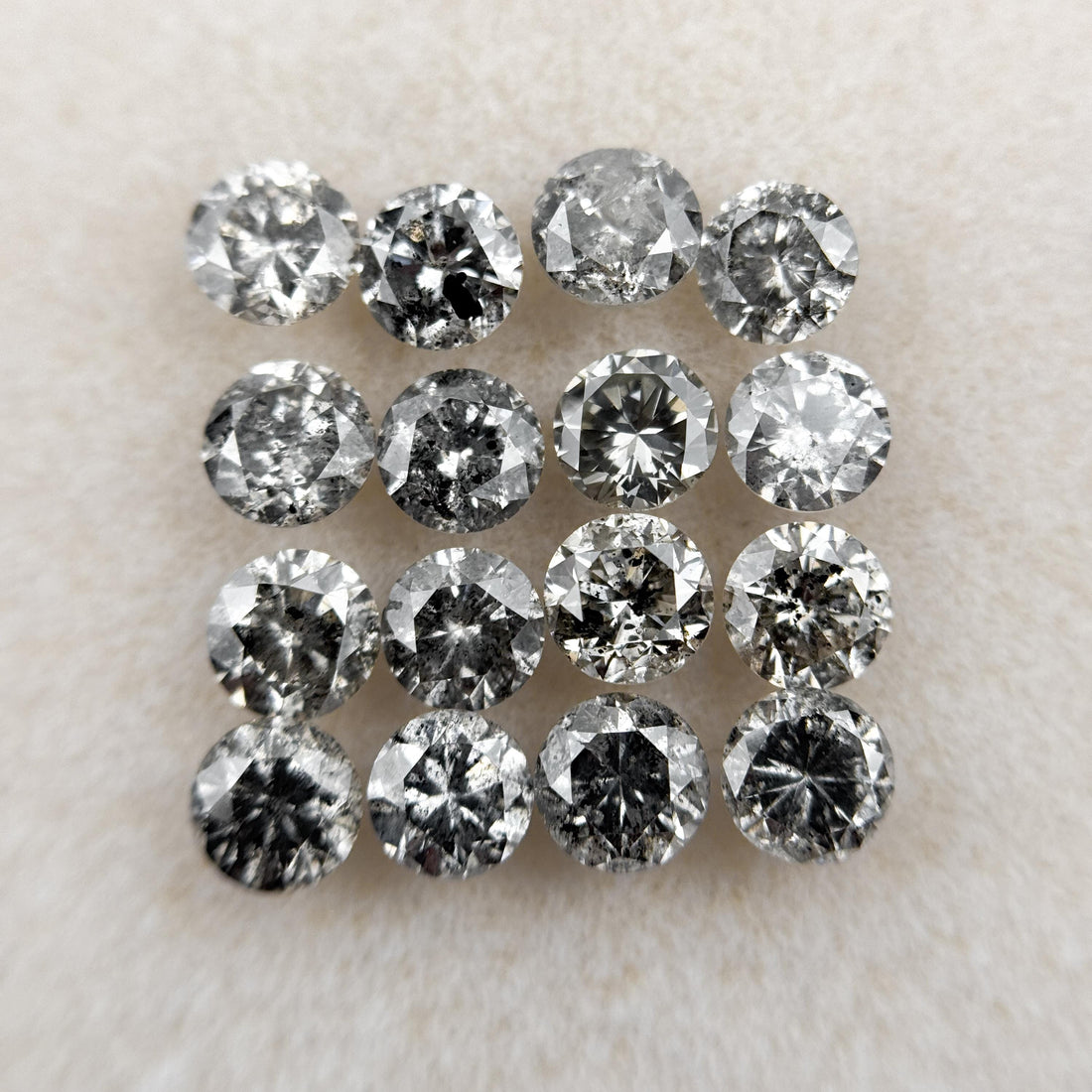 3.0 MM Round Brilliant Cut Grey Natural Salt and Pepper Diamond