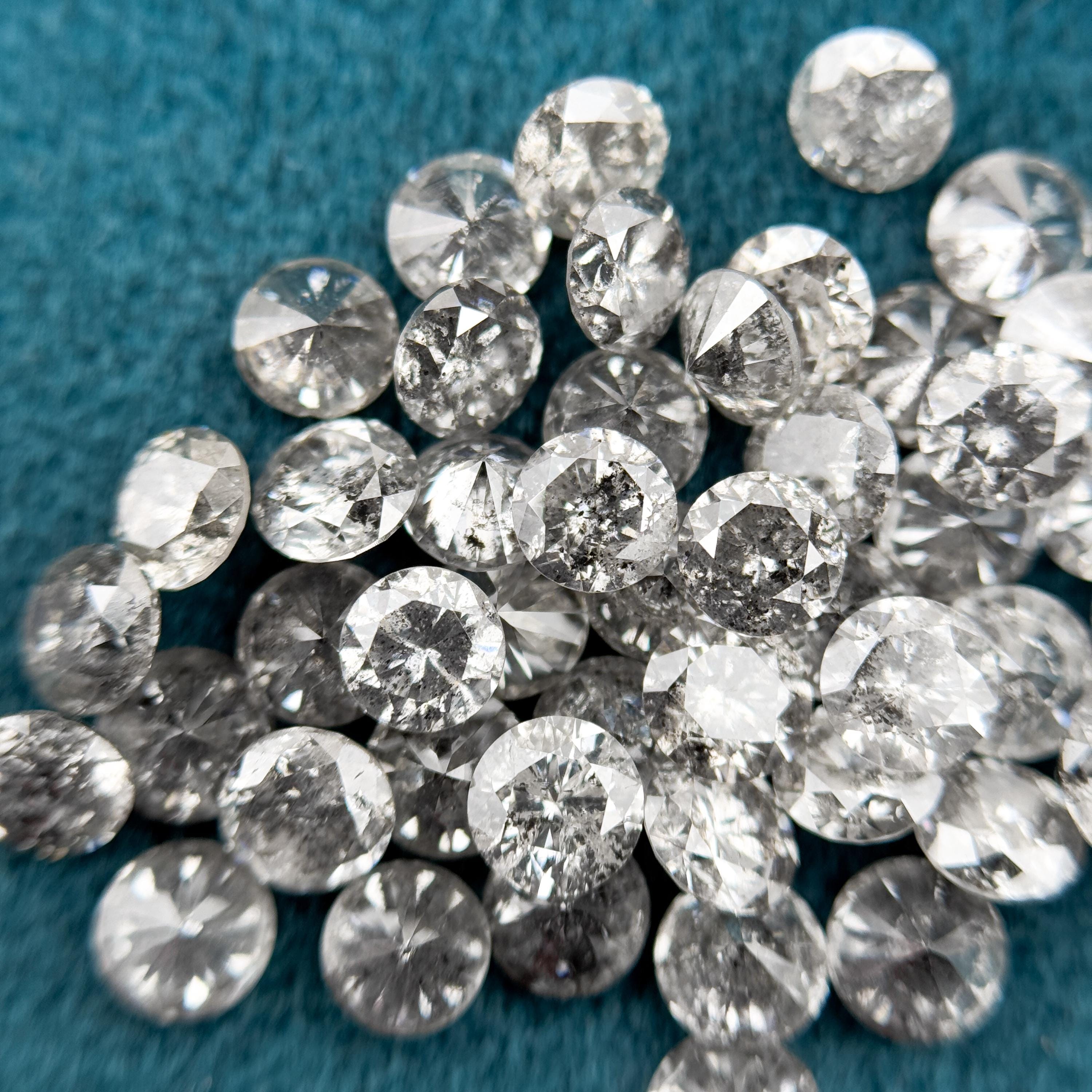 1.4 MM Round Brilliant Cut Grey Natural Salt and Pepper Diamond