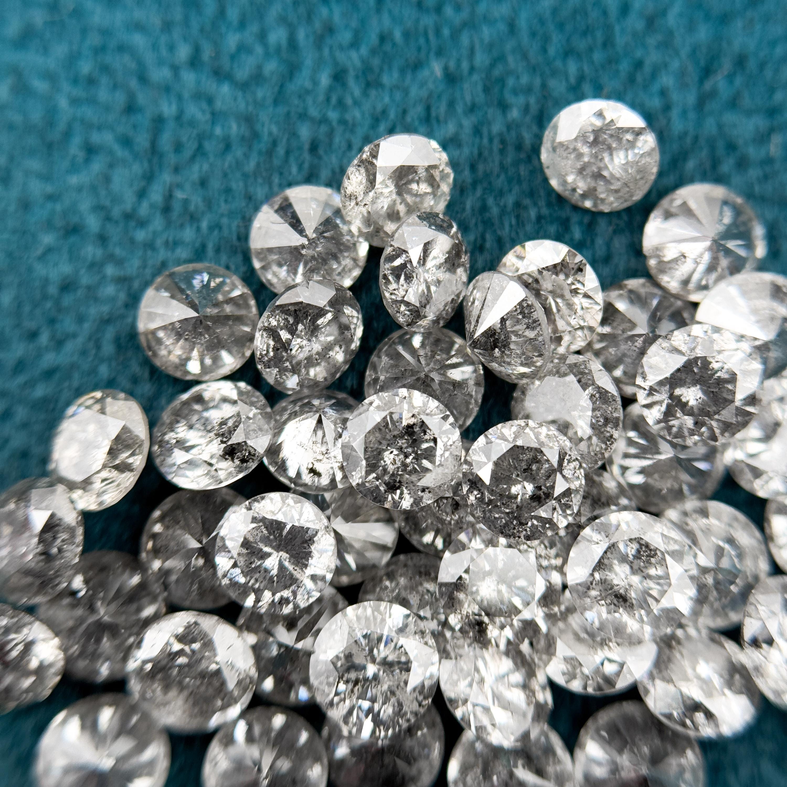 1.4 MM Round Brilliant Cut Grey Natural Salt and Pepper Diamond