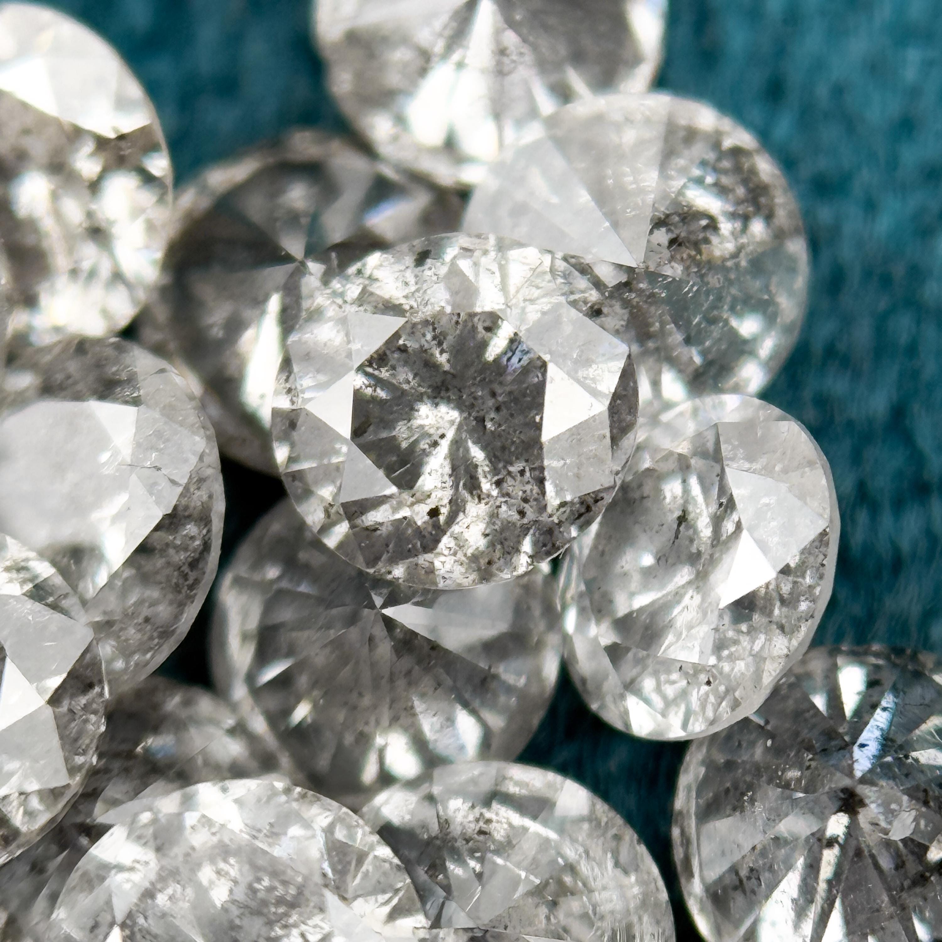 1.4 MM Round Brilliant Cut Grey Natural Salt and Pepper Diamond