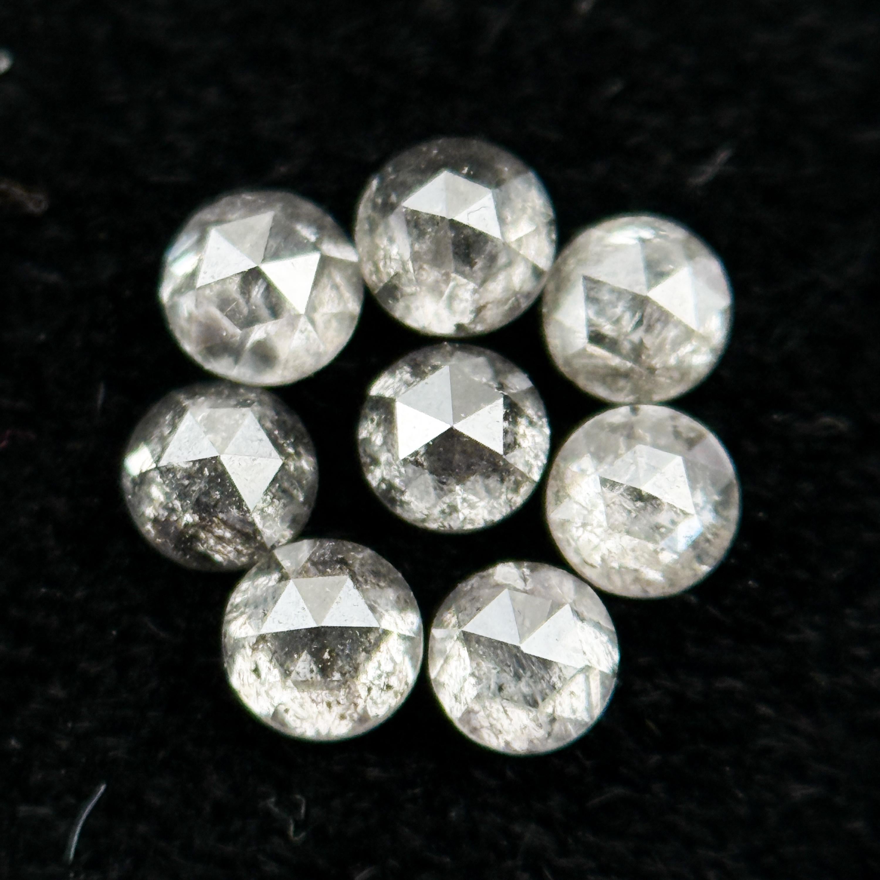 2.00 MM Round Rose Cut Grey Natural Salt and Pepper Diamond
