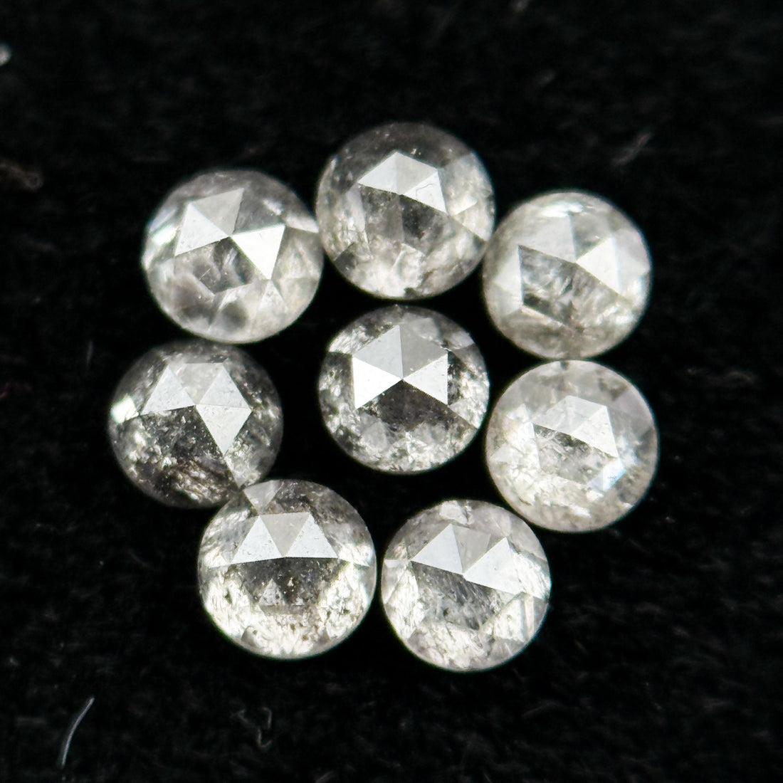 2.00 MM Round Rose Cut Grey Natural Salt and Pepper Diamond