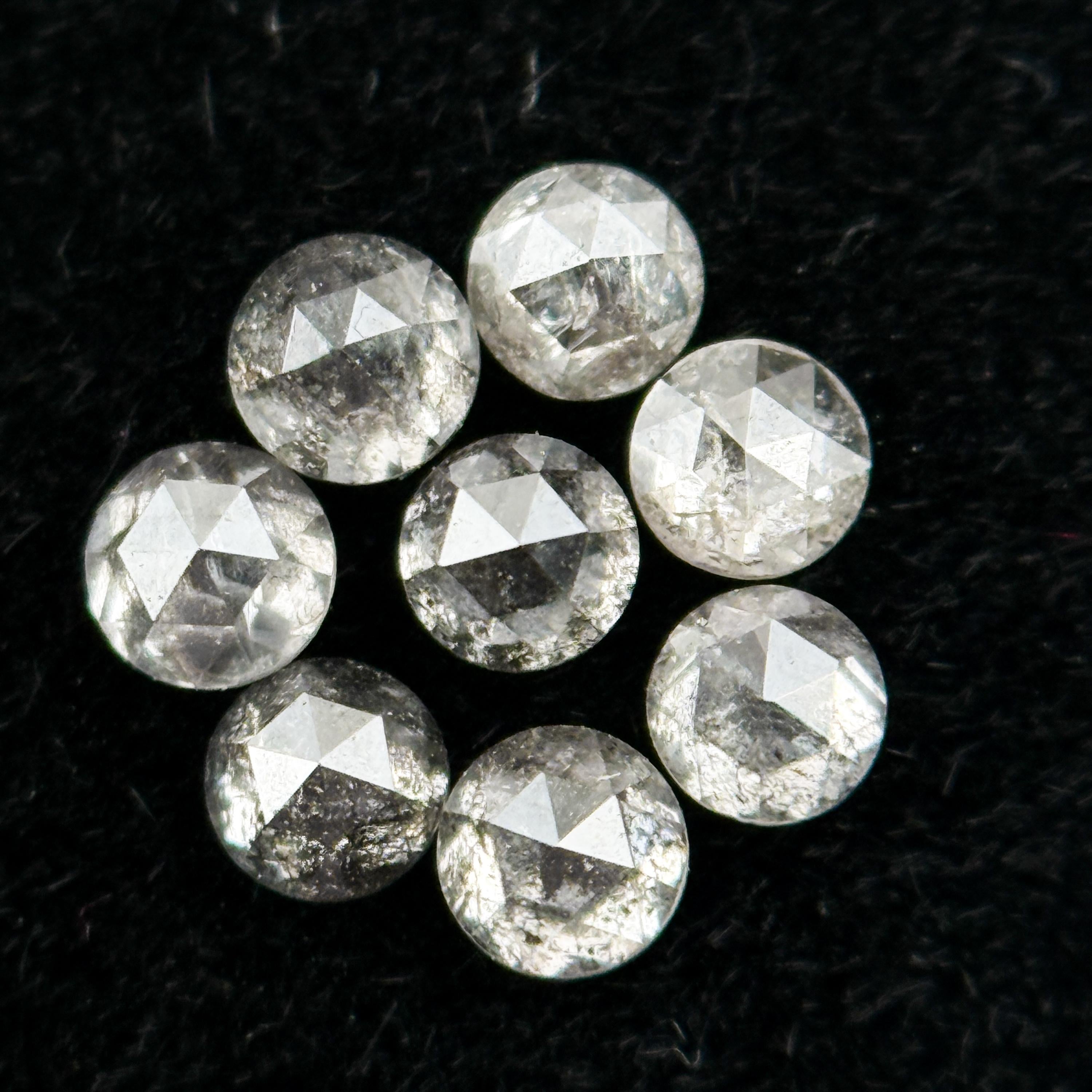 2.00 MM Round Rose Cut Grey Natural Salt and Pepper Diamond