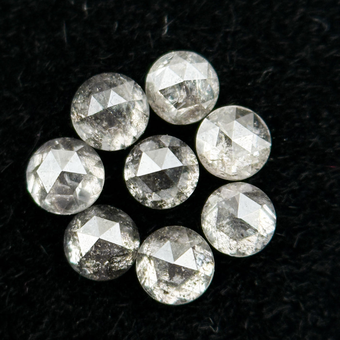 2.00 MM Round Rose Cut Grey Natural Salt and Pepper Diamond