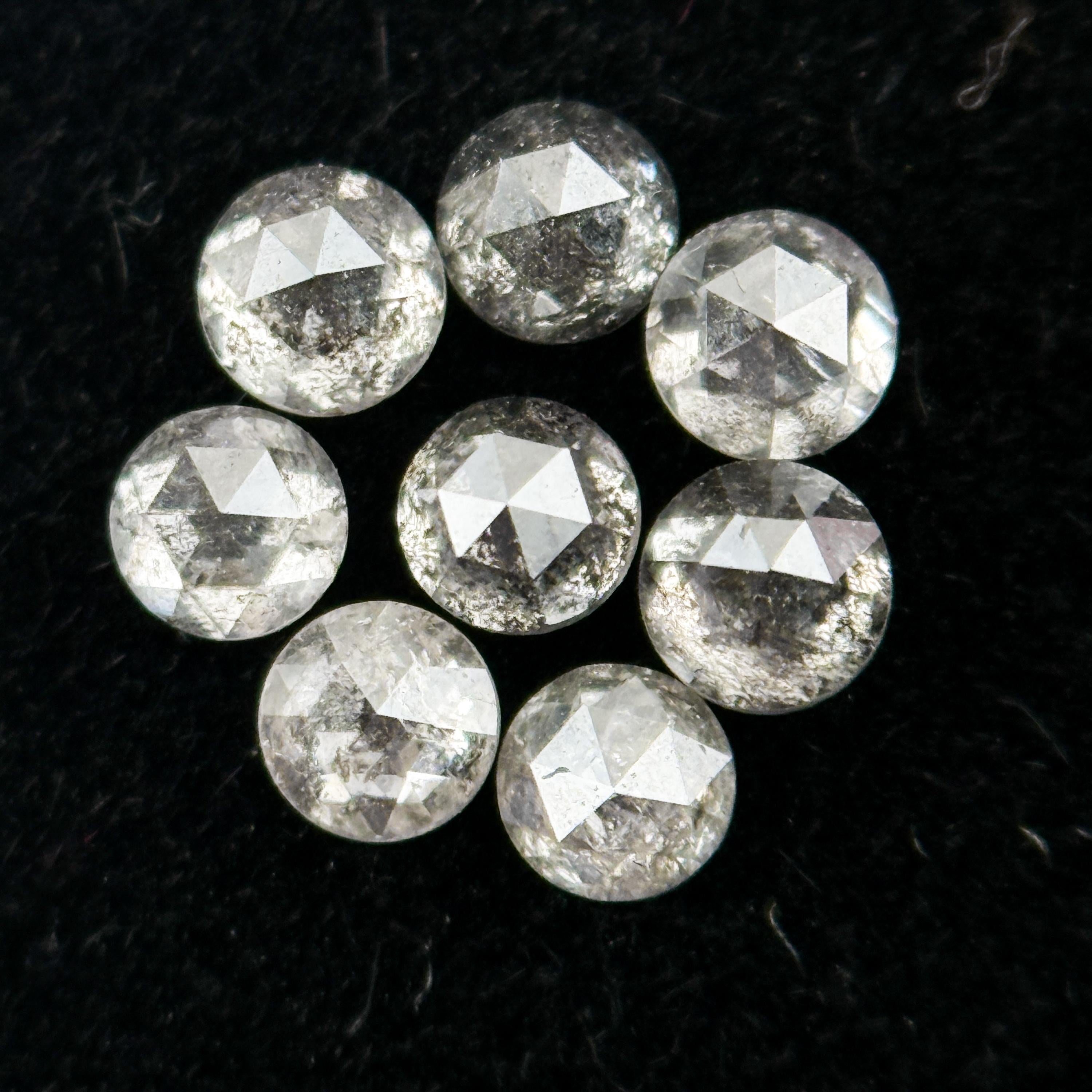 2.00 MM Round Rose Cut Grey Natural Salt and Pepper Diamond