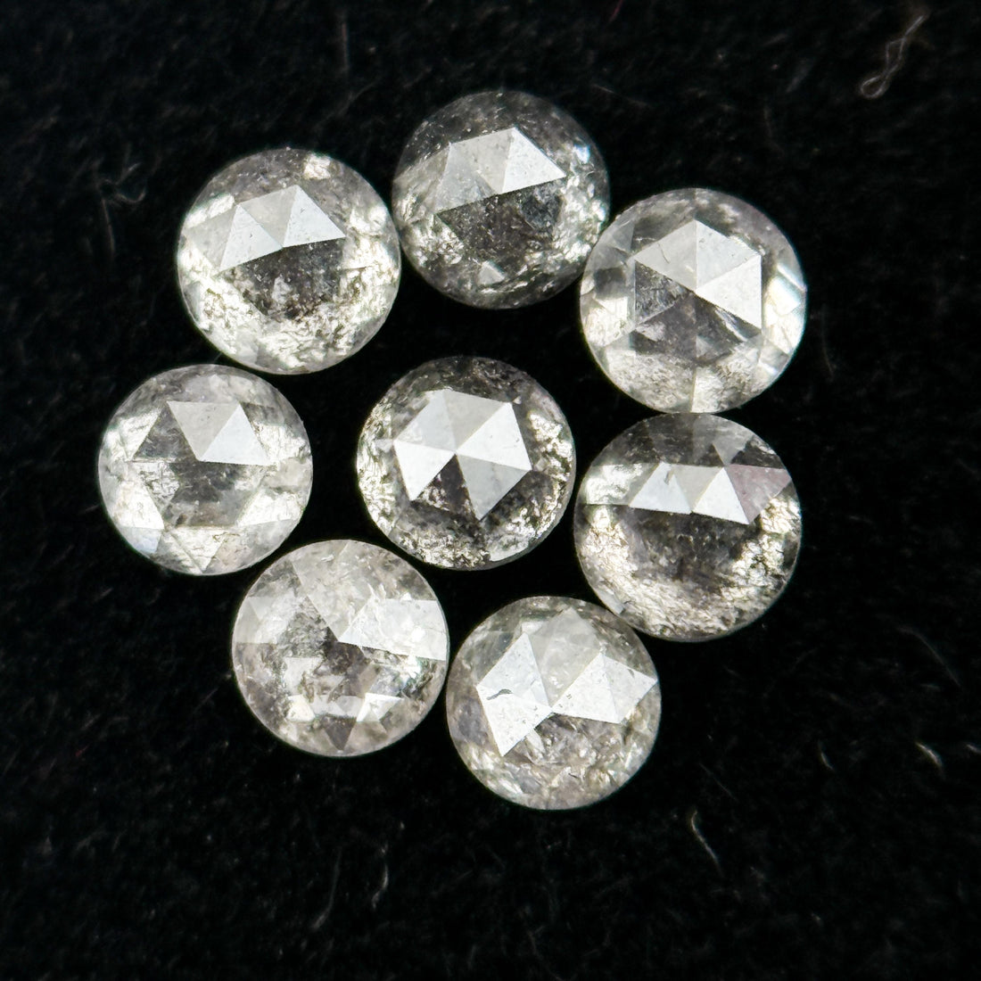 2.00 MM Round Rose Cut Grey Natural Salt and Pepper Diamond