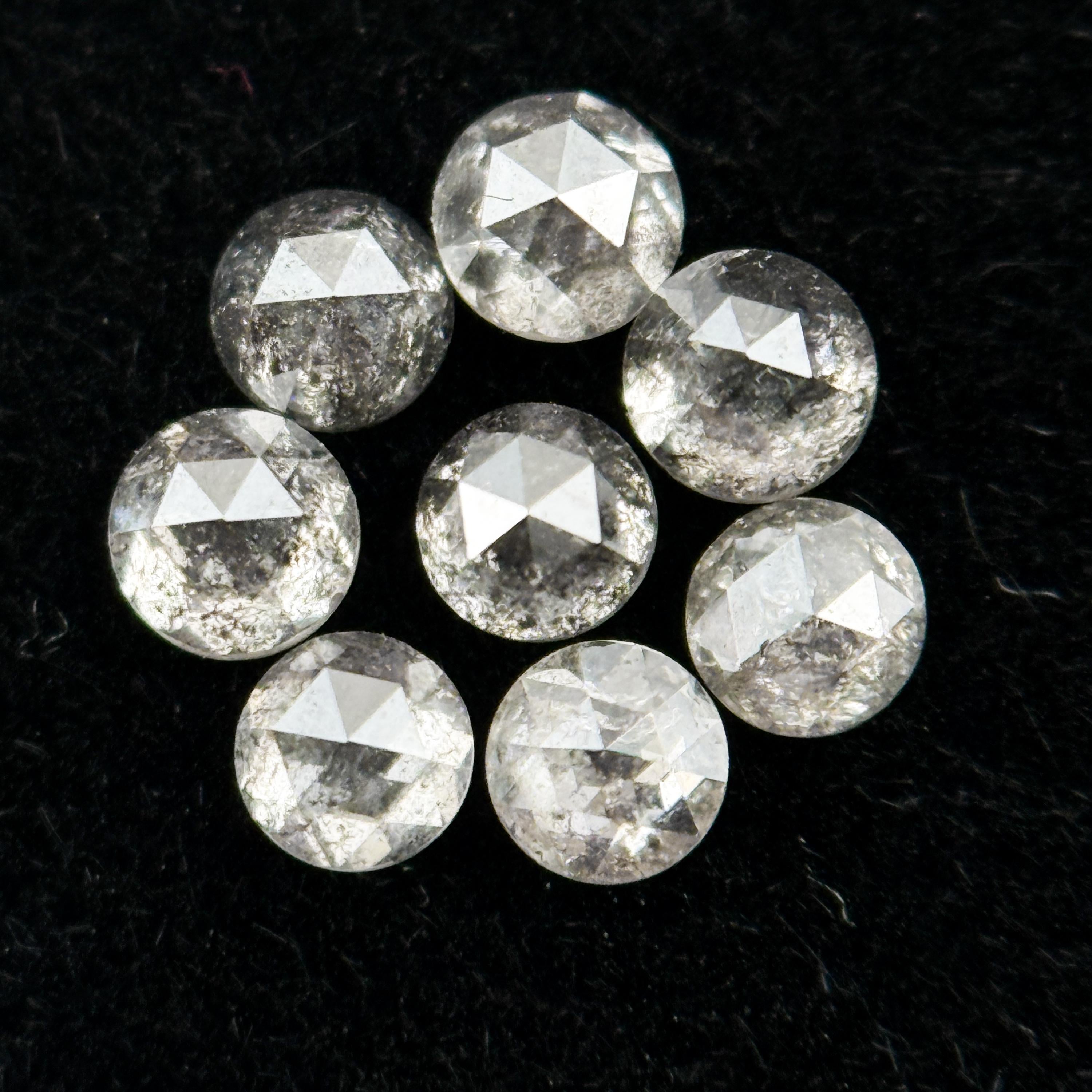 2.00 MM Round Rose Cut Grey Natural Salt and Pepper Diamond