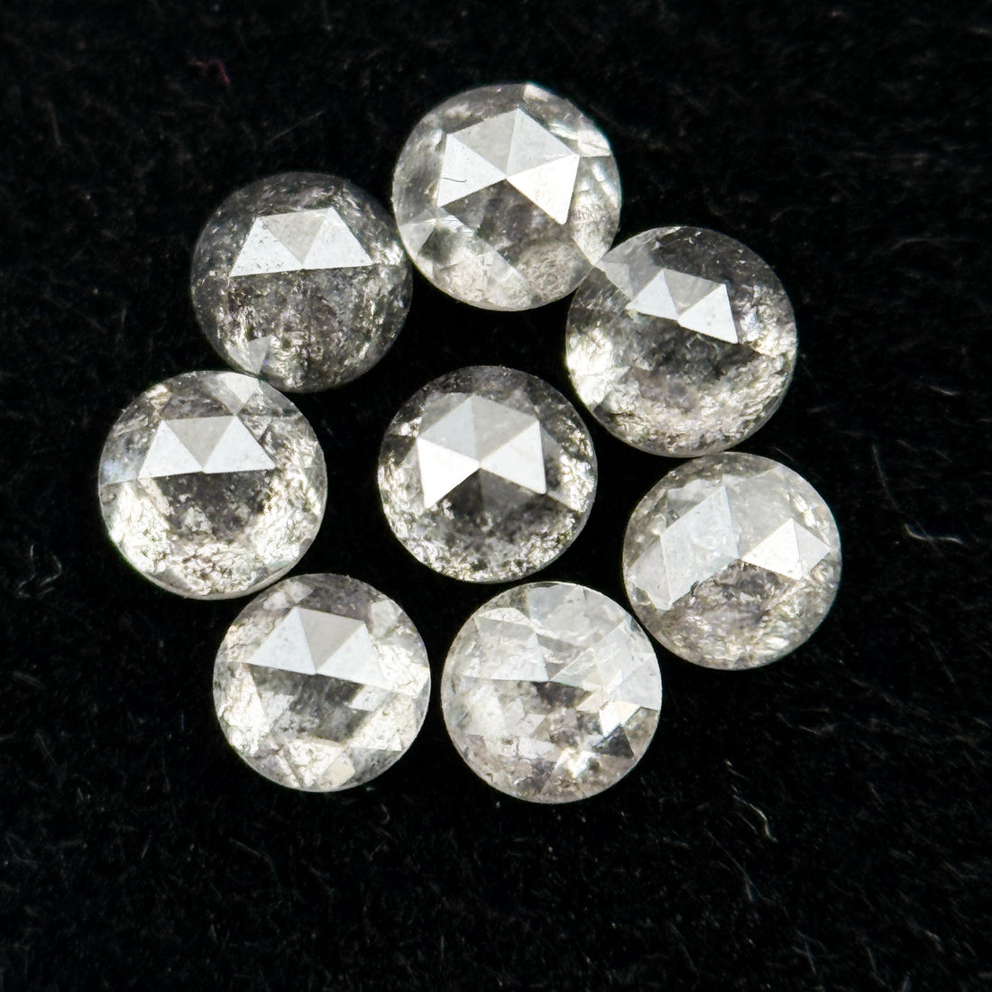 2.00 MM Round Rose Cut Grey Natural Salt and Pepper Diamond