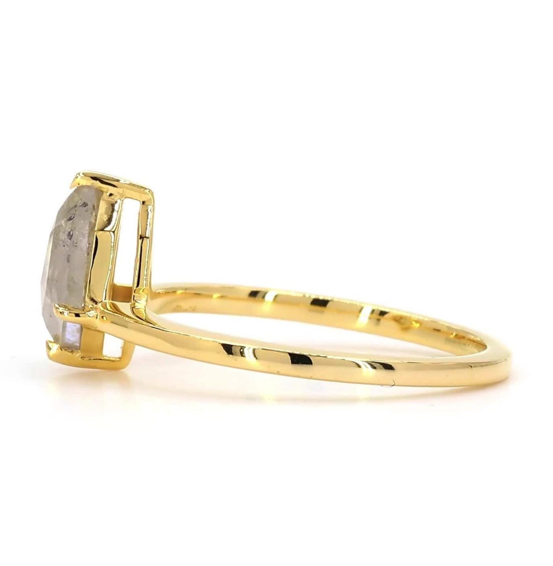 14K Yellow Gold Grey Salt and Pepper Shield Cut Natural Diamond Unique Anniversary Ring