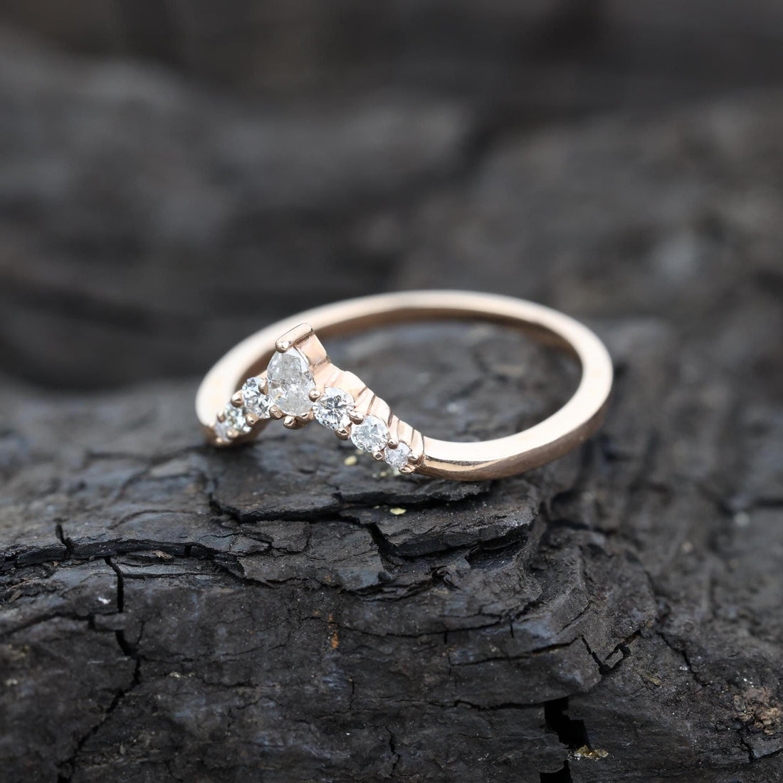 Round Cut Grey Salt and Pepper Natural Diamond, 14K Rose Gold Minimalist Promise Ring