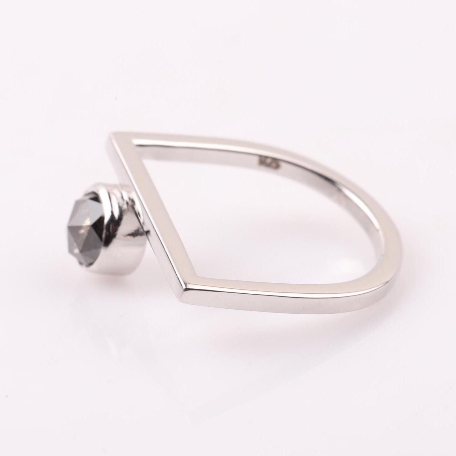 14K White Gold Round Cut Grey Salt and Pepper Natural Diamond Engagement Ring (Copy)