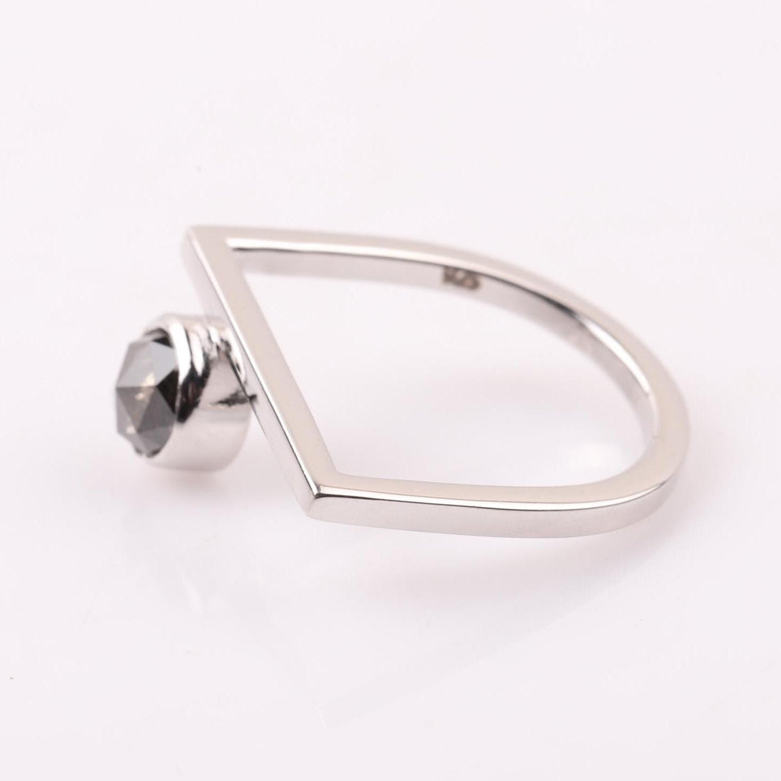 14K White Gold Round Cut Grey Salt and Pepper Natural Diamond Engagement Ring (Copy)