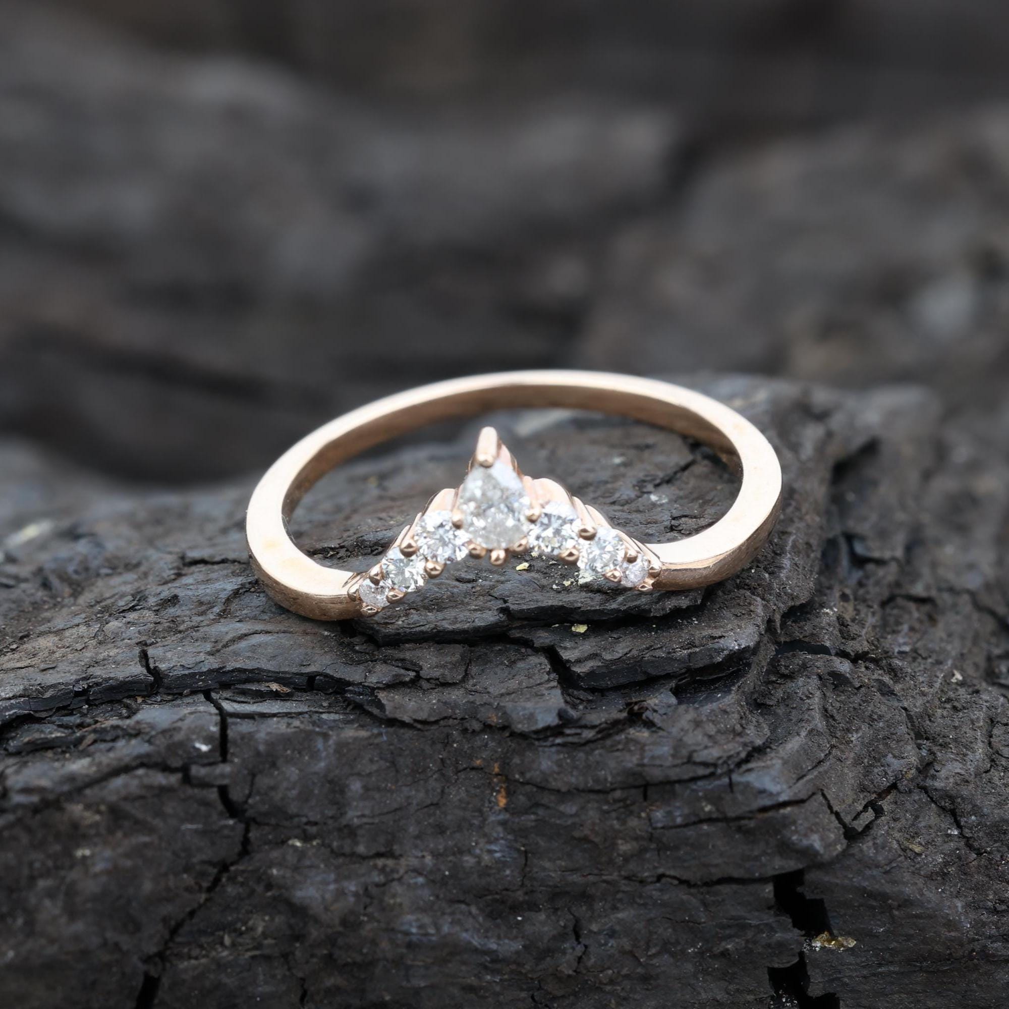 Round Cut Grey Salt and Pepper Natural Diamond, 14K Rose Gold Minimalist Promise Ring