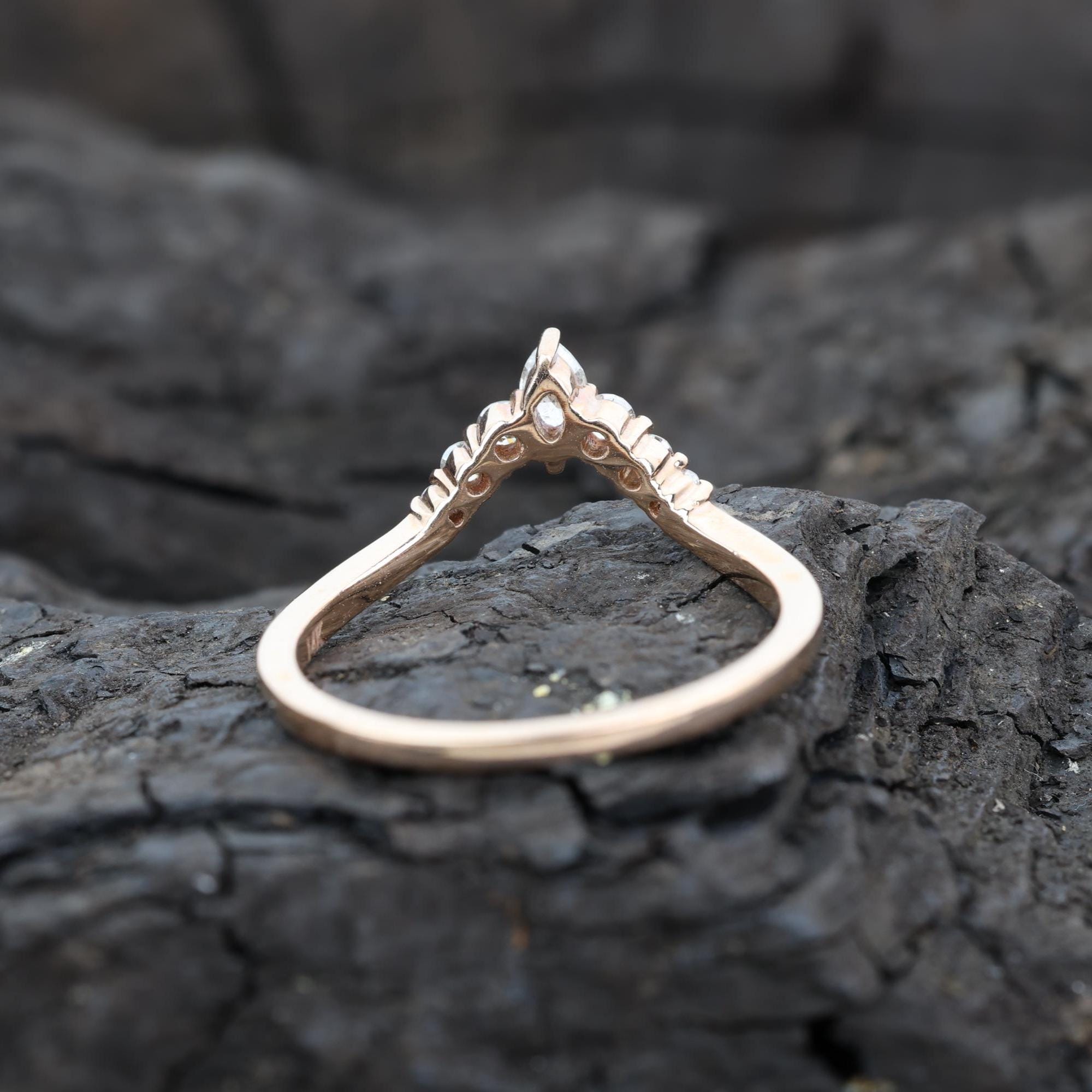 Round Cut Grey Salt and Pepper Natural Diamond, 14K Rose Gold Minimalist Promise Ring