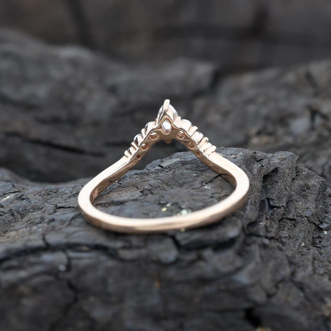 Round Cut Grey Salt and Pepper Natural Diamond, 14K Rose Gold Minimalist Promise Ring