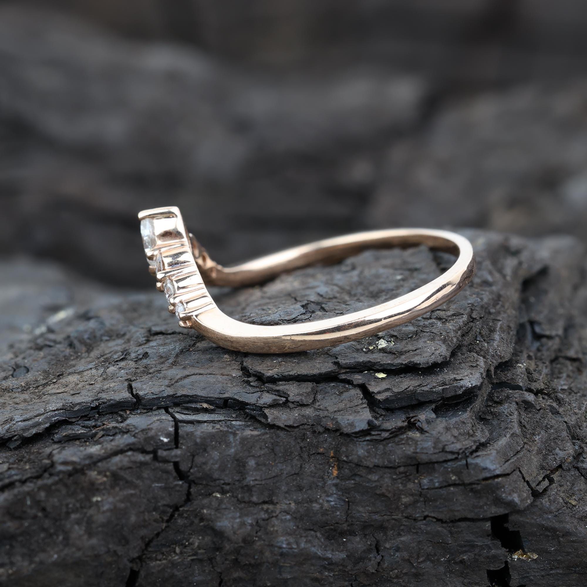 Round Cut Grey Salt and Pepper Natural Diamond, 14K Rose Gold Minimalist Promise Ring