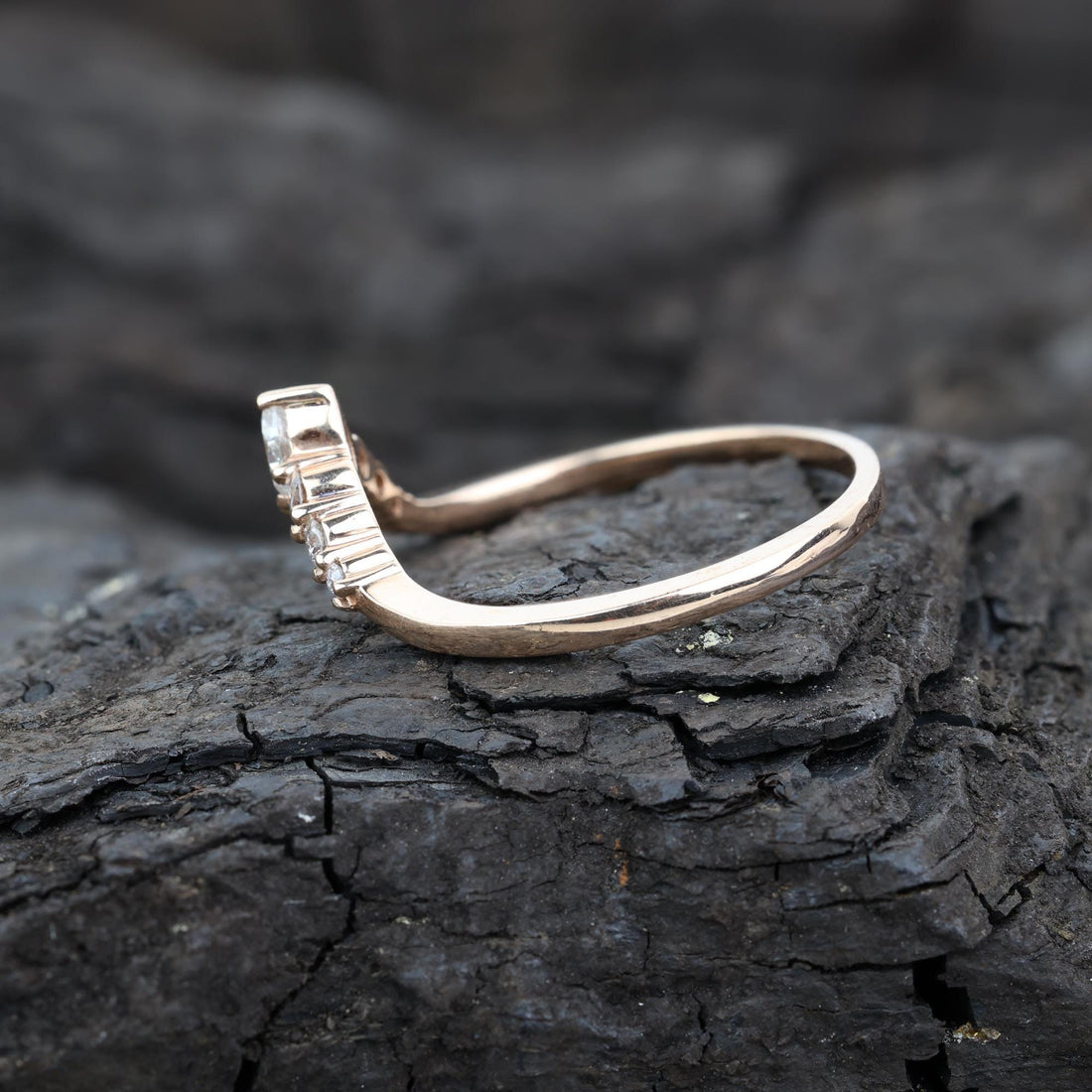 Round Cut Grey Salt and Pepper Natural Diamond, 14K Rose Gold Minimalist Promise Ring
