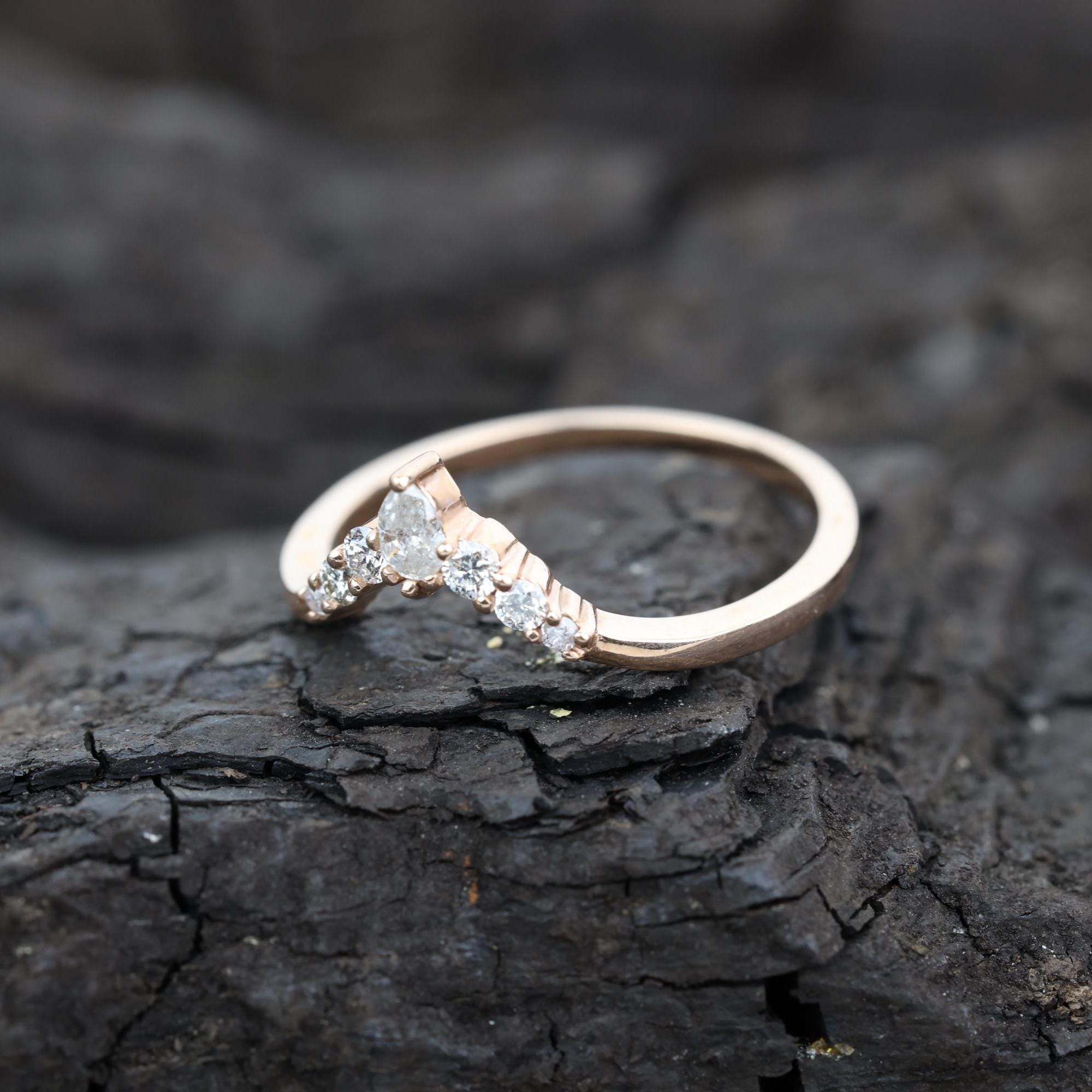 Round Cut Grey Salt and Pepper Natural Diamond, 14K Rose Gold Minimalist Promise Ring