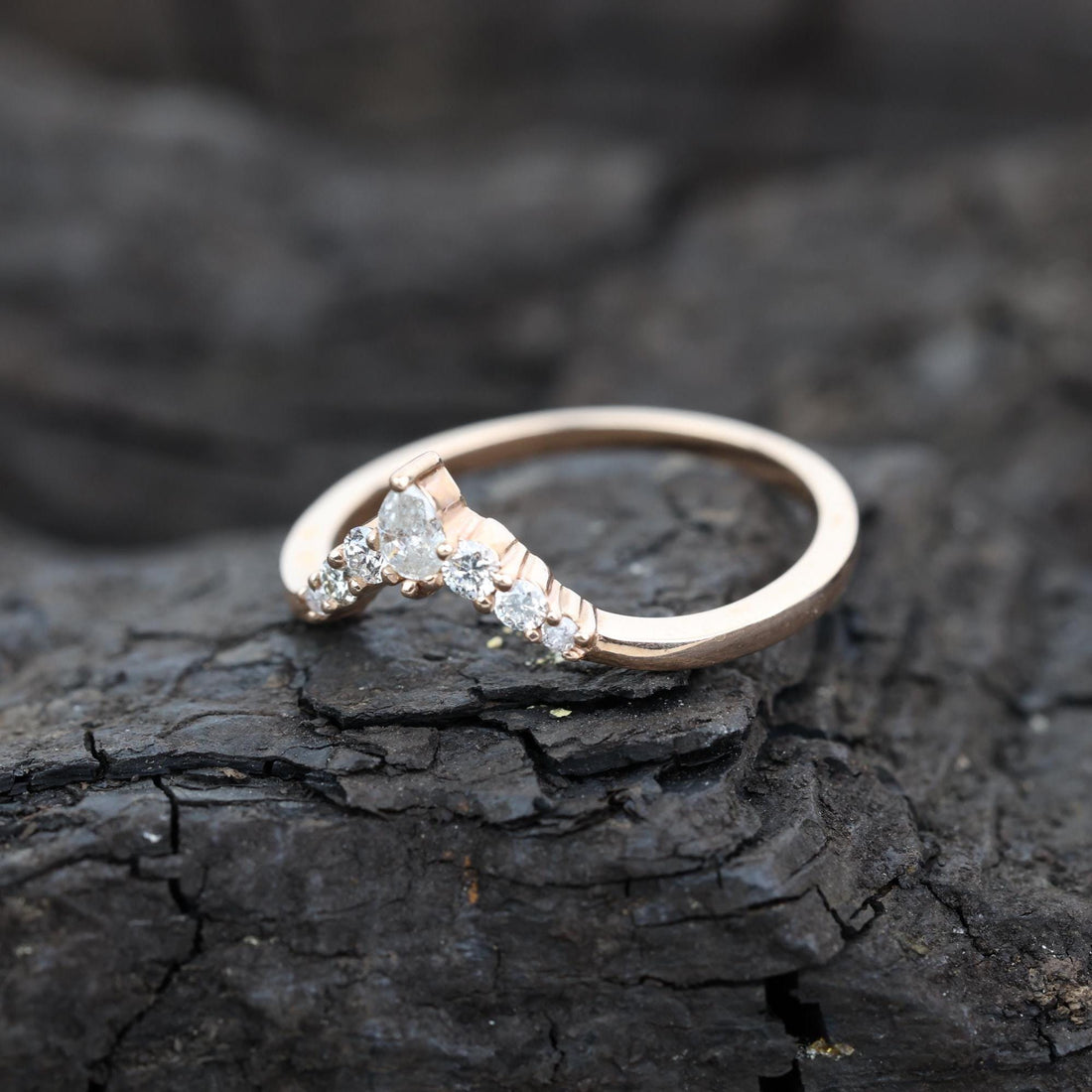 Round Cut Grey Salt and Pepper Natural Diamond, 14K Rose Gold Minimalist Promise Ring