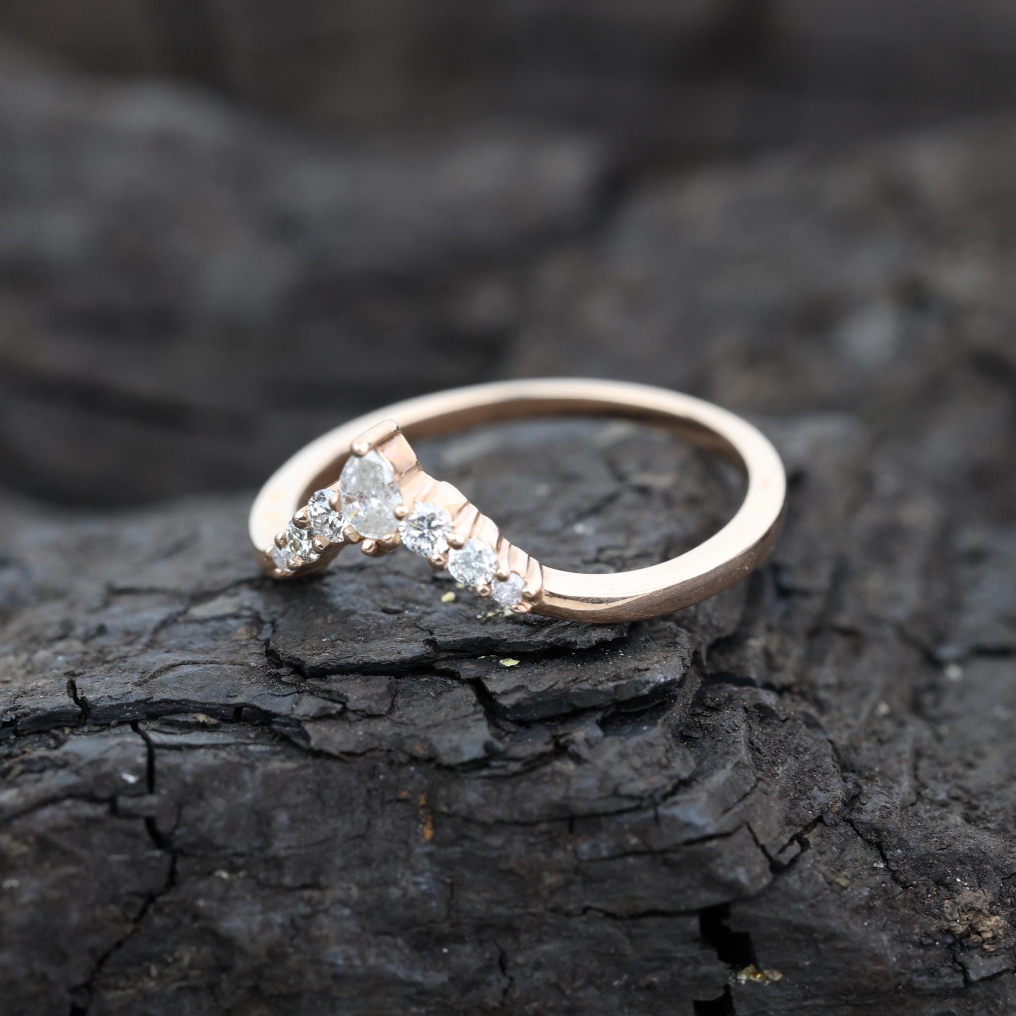 Round Cut Grey Salt and Pepper Natural Diamond, 14K Rose Gold Minimalist Promise Ring