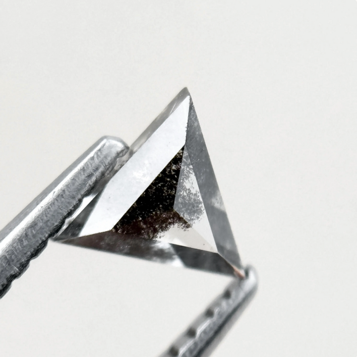0.39 Ct Triangle Rose Cut Grey Natural Galaxy Diamond