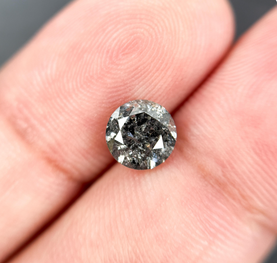1.25 Ct Round Brilliant Cut Grey Natural Minimalist Diamond