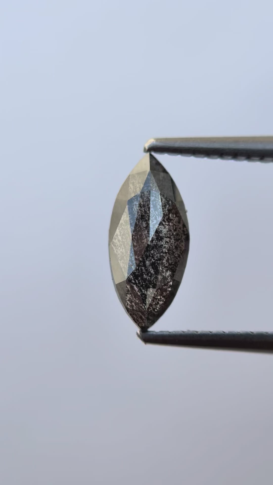 1.02 Ct Marquise Rose Cut Grey Natural Salt and Pepper Diamond
